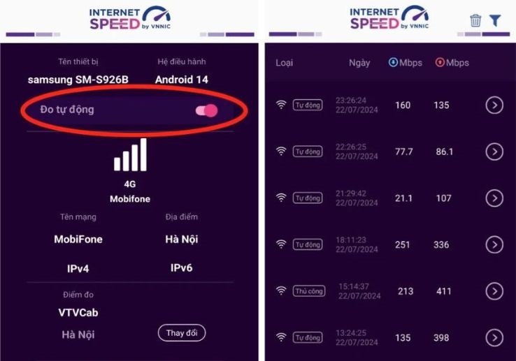 Bổ sung tính năng đo tốc độ Internet tự động