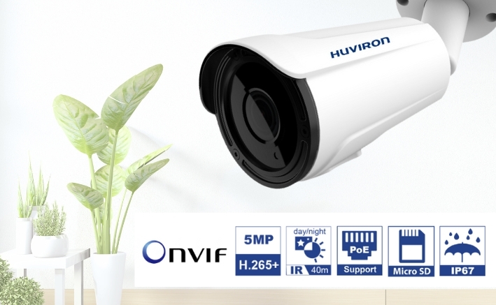 Camera IP thân trụ Huviron PoE 2.0 Megapixel